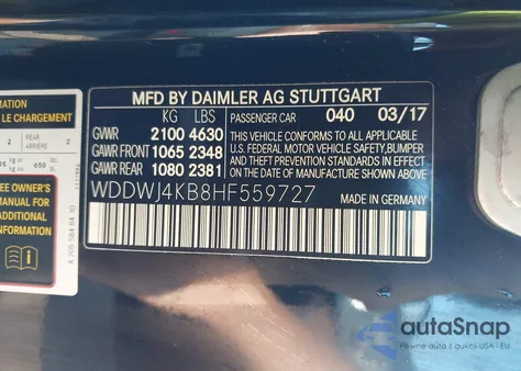 2017 Mercedes-Benz C 300 4Matic из США, поврежденный, VIN WDDWJ4KB8HF559727